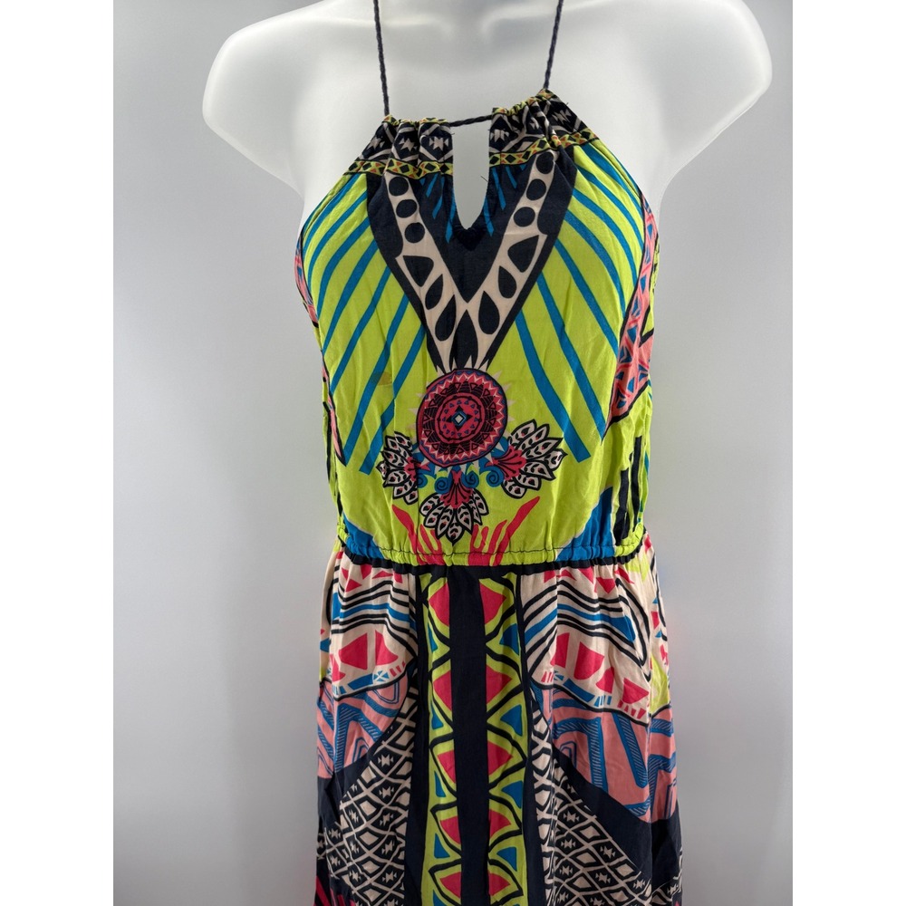Flying Tomato Women Multicolored Geometric Halter Maxi Dress Large - Picture 2 of 8